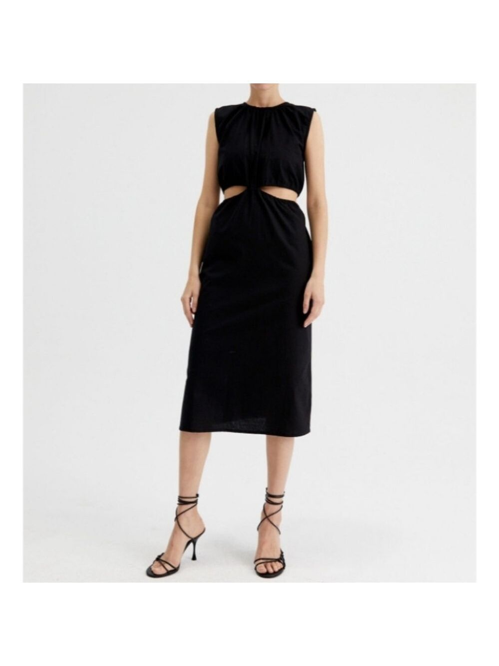Compania Fantastica Black Dress With Waist Slits In Black - Picture 3 of 16